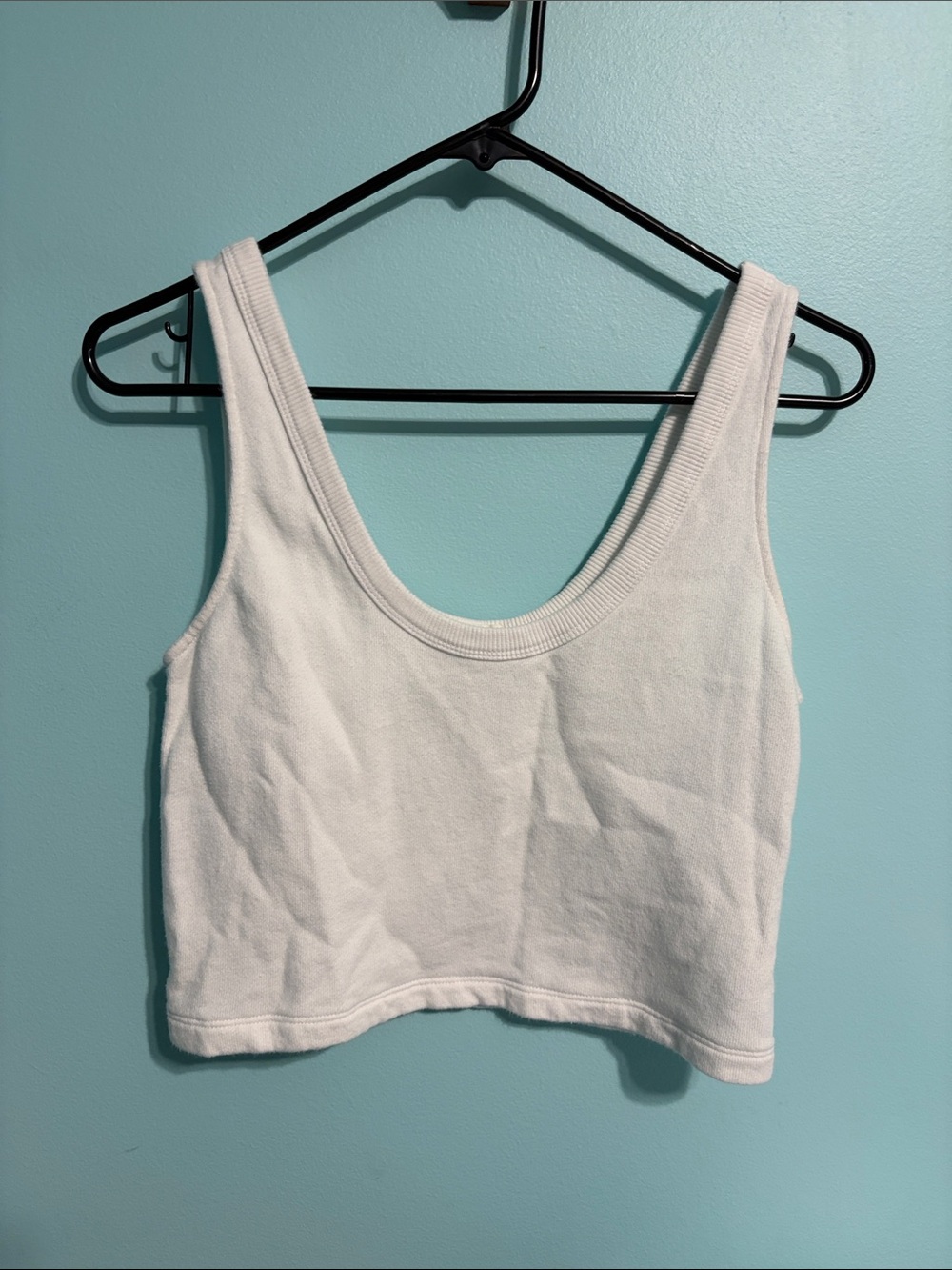Women’s White Tank Crop Top With Side Crotchet Detail - Classic Scoop Neck